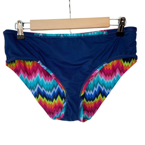 Skechers Women’s Flamin Hot Hipster Bikini Bottom Swimwear Blue Zigzag Medium - Picture 10 of 16